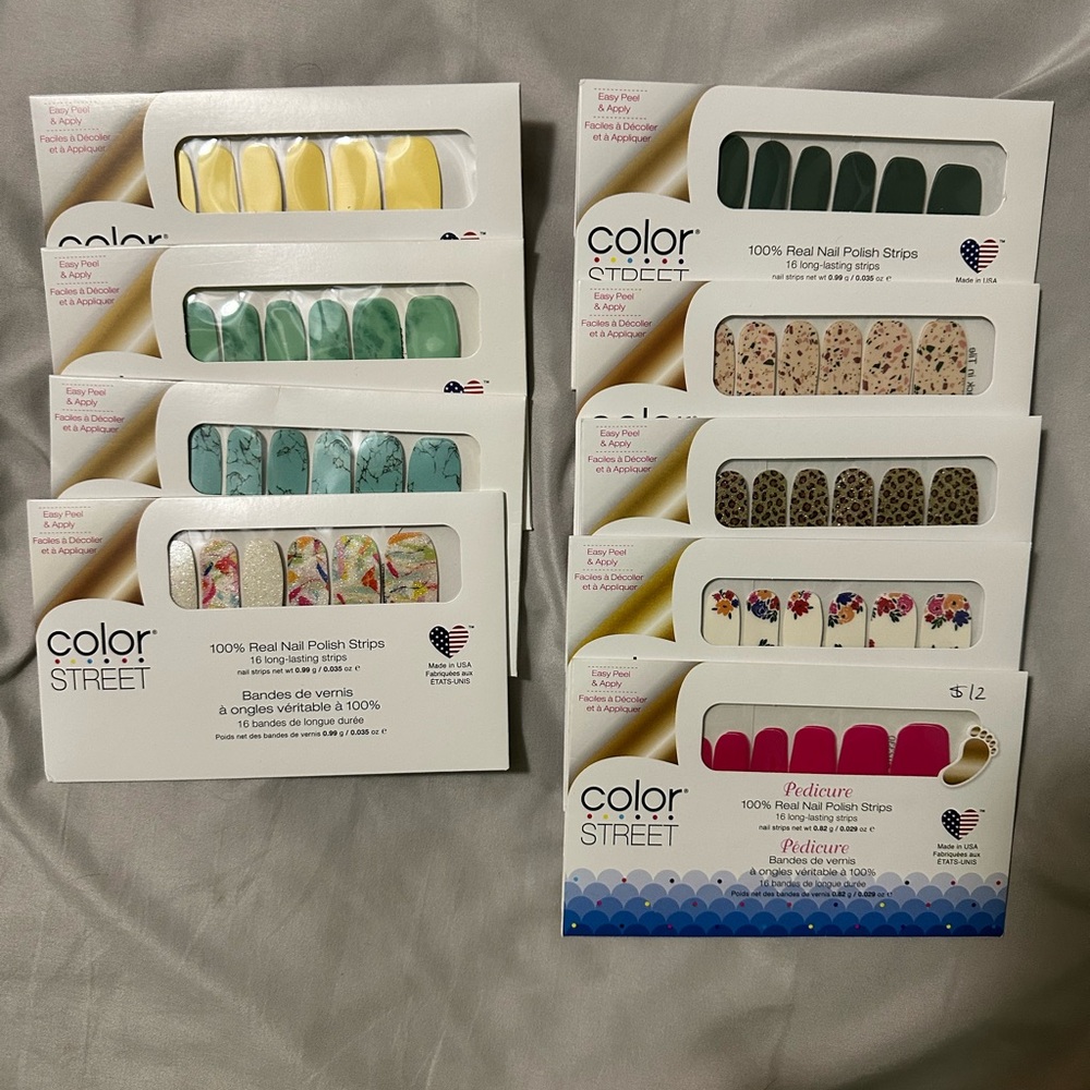 Color Street Glitter and Solid Nail Strips (9 Sets)